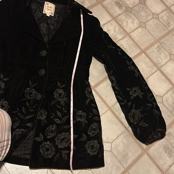 Nanette Lepore Women's 0 Vintage y2K Brown Crushed Velvet Floral Blazer Jacket - Picture 11 of 11